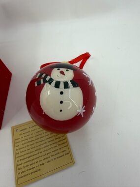 2009 Inside Hand Painted Glass Snowman Christmas Hanging 3” Ornament